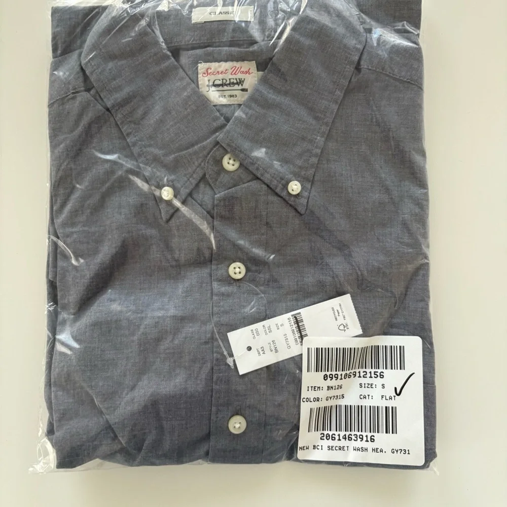 NWT J. Crew Secret Wash Cotton Poplin Shirt Smoky Plate Monogrammed